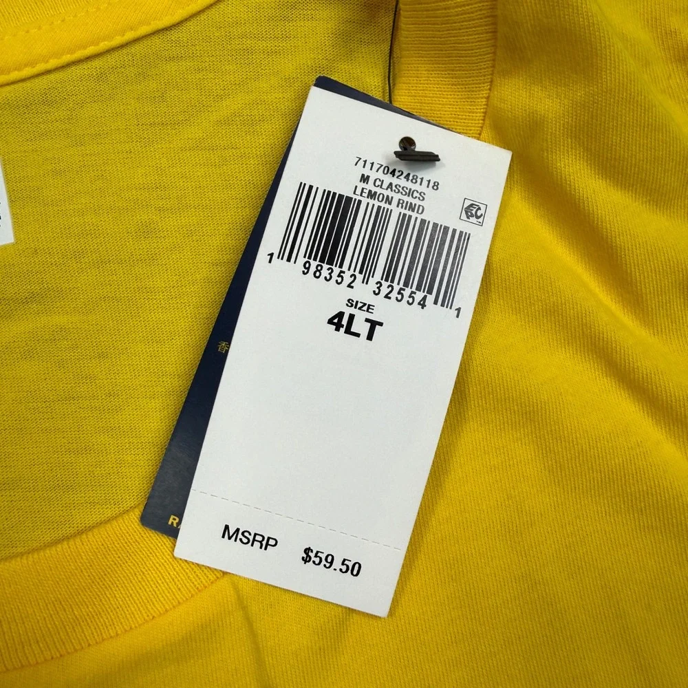 Polo Ralph Lauren Mens Size 4XLT T-Shirt Yellow Pocket Short Sleeve NWT
